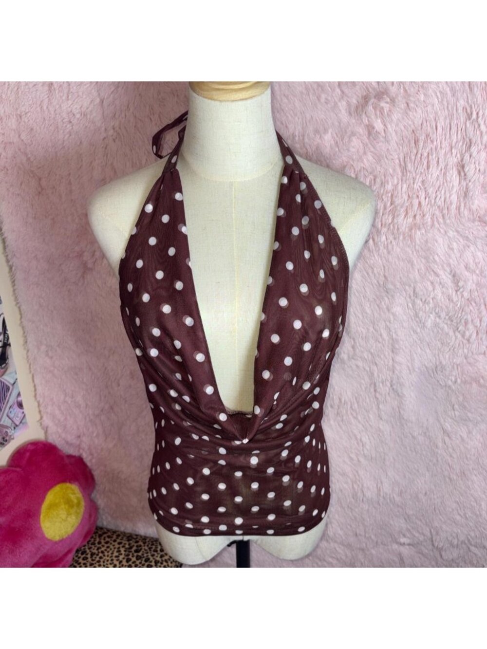 Brown Polka dot halter top
